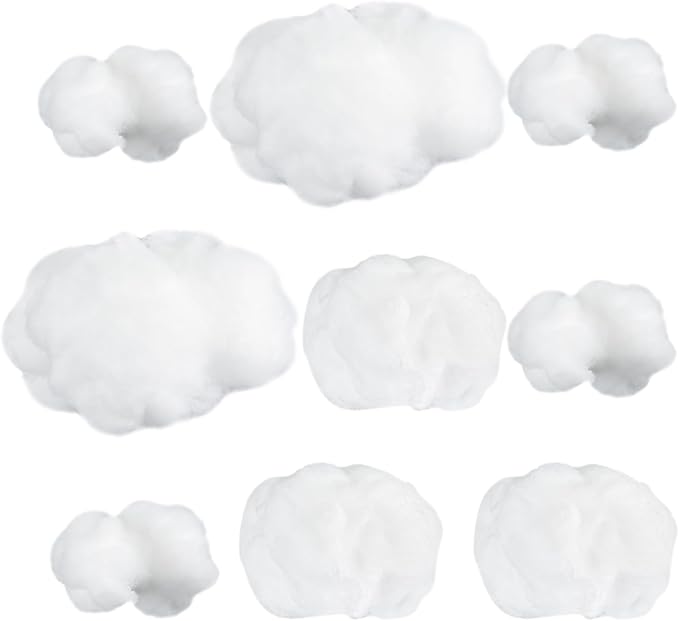 Jetec 9 Pieces Artificial Cloud Props Imitation 3D Cloud Shape Hanging Decorations Room DIY Decorative Hanging Ornament for Wedding Party Stage Show Decor (Small,Medium and Large Size)