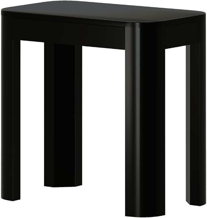 Plank+Beam Modern Rounded Rectangular Side Table, Solid Wood End Table for Living Room, 25in, Black