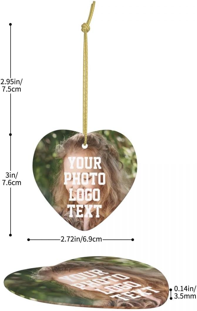 Custom Unique Photo Christmas Ornaments Personalized Family Xmas Tree Ornament with Your Picture and Text 2022 Round Ornament, Decoration Gift (Love)
