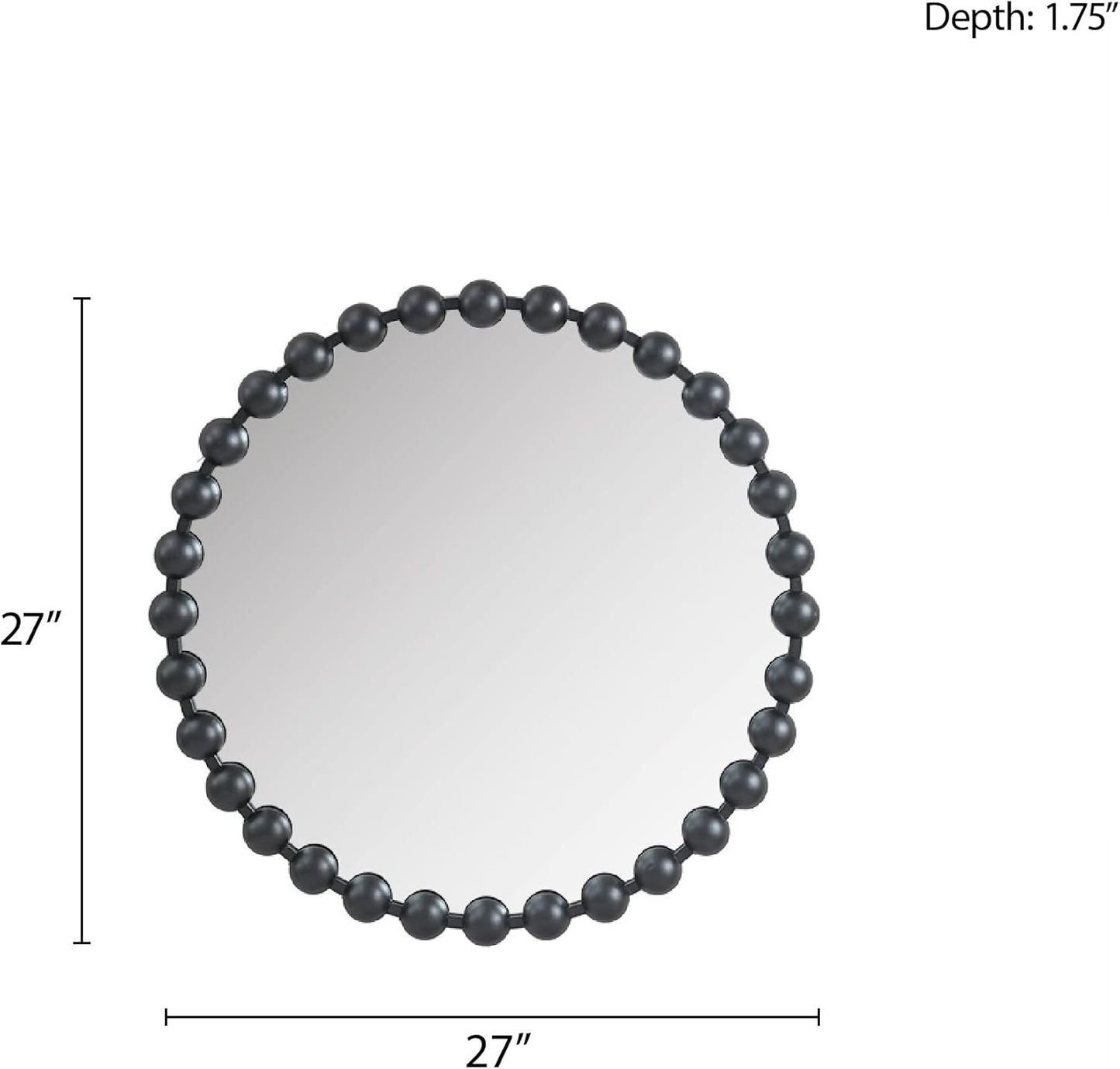 Madison Park Round Mirror, Metal Frame Circle Mirror 27 inch, Wall Art Decor Mounted Hanging for Entryway, Bathroom, hallway, Living Room, Vanity, Marlowe, Black