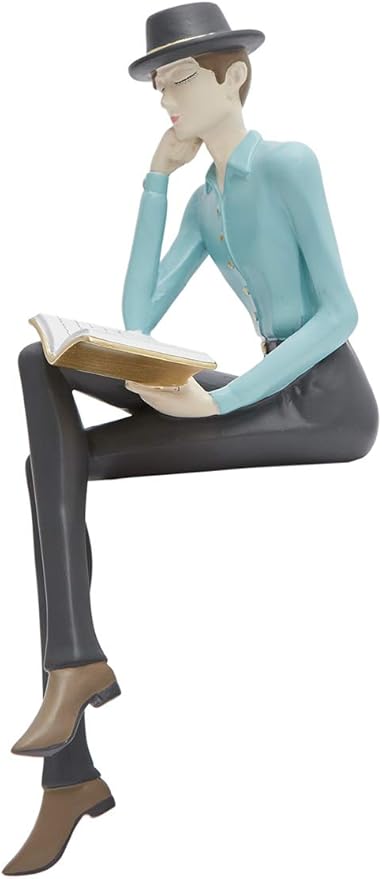 HAUCOZE Man Figurine Statue Reading Art Sculpture Modern Home Decor Gift for Living Room Bedroom Office Polyresin 9.1 Inch