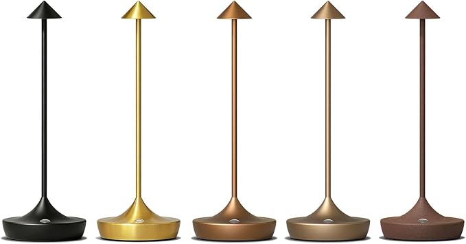 Rechargeable Cordless Table Lamp, Battery Operated LED Lamps | 3-Color Stepless Dimmable, Portable IP54 Waterproof Outdoor Lamps for Patio Dining Bar Home Office (2-Pack Black)