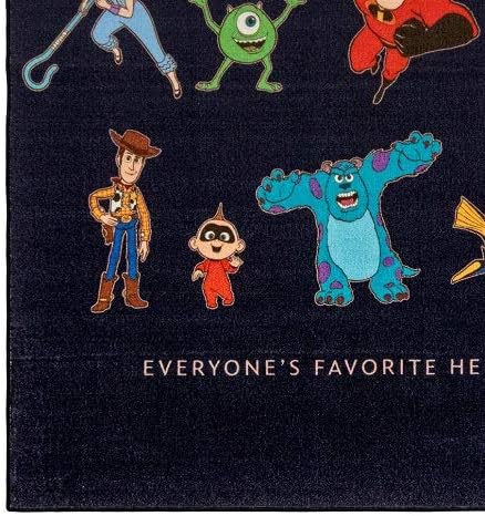 Gertmenian Disney Pixar Indoor Area Rug - 4x6 Large, Non-Slip, Ideal for Children in Bedroom, Game Room, Classroom, Nursery or Play Area - Pixar Heroes, Black, 47263