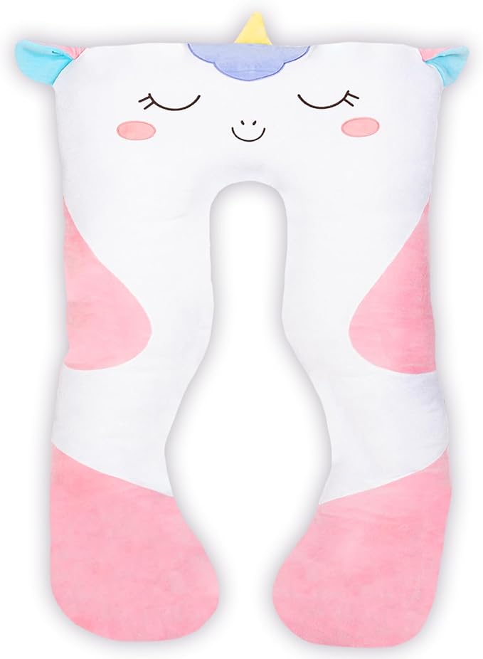 47x23 inch U Shaped Long Plush Body Pillows for Kids, Stuffed Animal Unicorn Soft Large Pillow for Sleeping, Big Cute Plushies, Washable Cover, Gift for Boys and Girls
