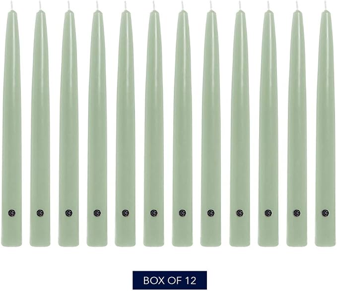 Colonial Candle Unscented Taper Candle, Handipt Collection, Colonial Classic Green, 10 in, Pack of 12 - Up to 8 Hours Burn