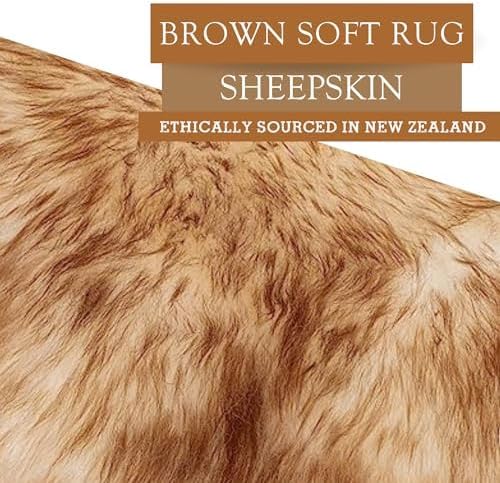 Sunshine Cowhides Sheepskin Rug - 100% Genuine Sheepskin Chair Throw Cover & Area Rugs for Living Room, Bedroom, Office Floor & Bathroom, Premium Decor for Aesthetic Living (Brown)