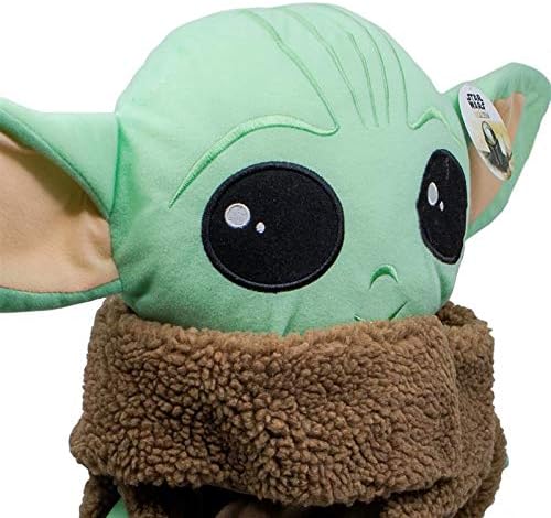 Jay Franco Star Wars The Mandalorian Stylized The Child Plush Stuffed Pillow Buddy Featuring Baby Yoda Grogu - Super Soft Polyester Microfiber, 16 inch