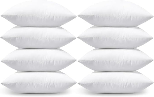 OTOSTAR Pack of 8 Throw Pillow Inserts, 20 x 20 Square Cushion Inner Soft Fluffy Plump Stuffer Cushion Pads White Decorative Pillow Inserts
