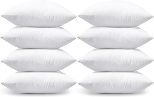 OTOSTAR Pack of 8 Throw Pillow Inserts, 18 x 18 Square Cushion Inner Soft Fluffy Plump Stuffer Cushion Pads White Decorative Pillow Inserts