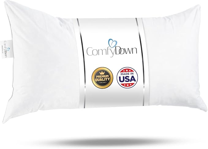 ComfyDown Decorative Throw Pillow Insert, Down and Feather Fill, 100% Cotton Cover, 233 Thread Count - Made in USA (14 X 36)
