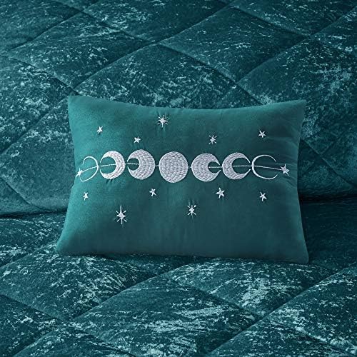 Intelligent Design Twin Duvet Cover Set, Velvet Twin Duvet Set, Luxury Diamond Quilting Teal Duvet Cover, Fluffy Duvet Cover with Decorative Pillow and 1 Sham, 3 Pieces, Teal, Twin/Twin XL
