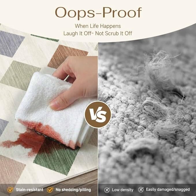 PureCozy 5x7 Checkered Area Rugs for Living Room Gray Machine Washable Modern Soft Large Rug Non-Slip Low Pile Accent Indoor Office Carpet for Bedroom Dining Room Nursery Classroom