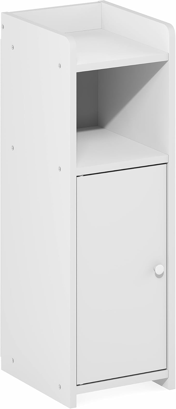 Furinno Fulda Bathroom Storage Cabinet, 4-Tier Bathroom Cabinet, Narrow Cabinet with Door and Adjustable Shelves, 24H, for Small Spaces, Bathroom, Living Room, Entryway, White