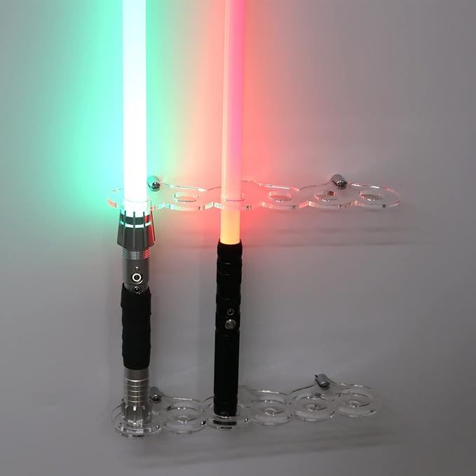Lightsaber Wall Mount - Stand & Display for Lightsabers & Swords (Transparent, 6 Holes)