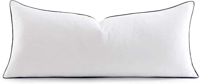 MIULEE Goose Feather Down 14x36 Pillow Insert with 100% Down-Proof Cotton Cover, Soft Fluffy Decorative Pillow for Sofa Bed Couch Living Room White