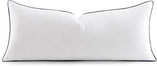 MIULEE Goose Feather Down 14x36 Pillow Insert with 100% Down-Proof Cotton Cover, Soft Fluffy Decorative Pillow for Sofa Bed Couch Living Room White