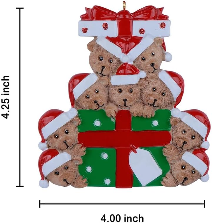 Personalized Family Ornament 2024, Bear Family of 9 Christmas Tree Ornament, We are a Big Family Ornaments for Christmas Tree Decor, Unique Bear Gifts for Mom, Dad, Grandkids, Grandma, Grandpa