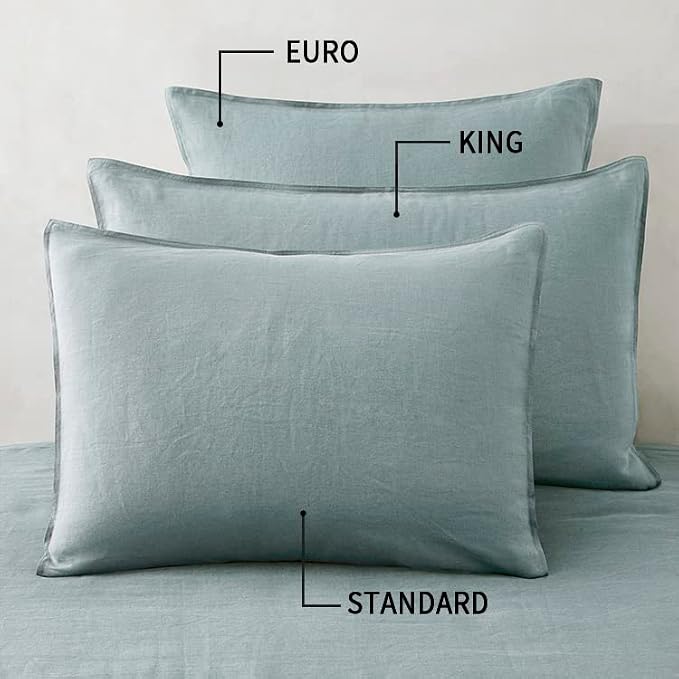 ATLINIA Linen Pillow Cases Standard Sham - 20 x 26 Inch Bed Pillow Protector Cover Set of 2 Bedding Cooling Neutral Pillowcase Shams Dusty Blue