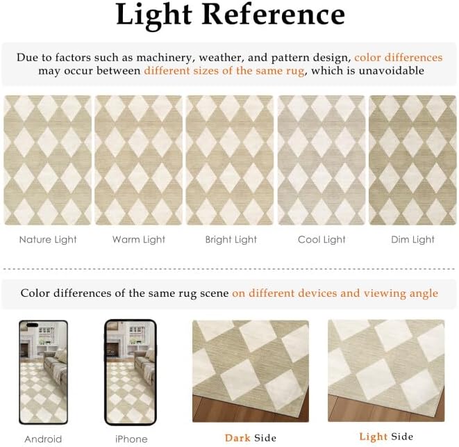 PureCozy Checkered 2x8 Runner Rug for Hallways Beige Washable Long Carpet Non-Slip Low Pile Modern Soft Indoor Accent Throw Rugs for Entrance Kitchen Bedroom Dining Laundry