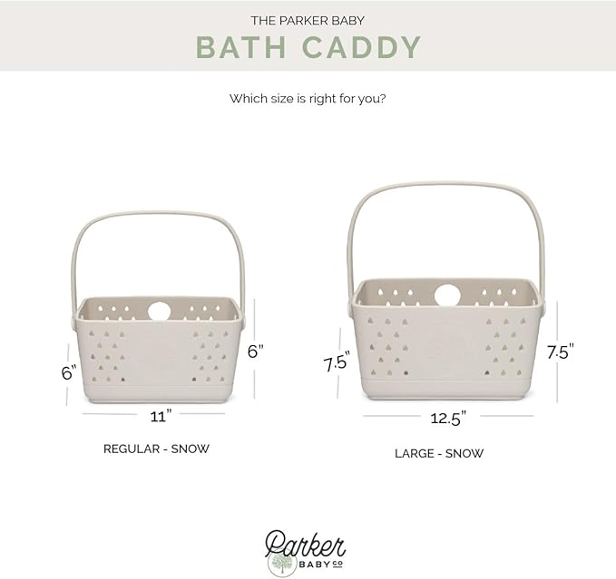 Parker Baby Bath Caddy | BPA Free & Food Grade Shower Caddy Organizer for Toys & Supplies | Quick-Dry, Sturdy & Perfect Size Shower Basket w/Handle in Neutral Colors