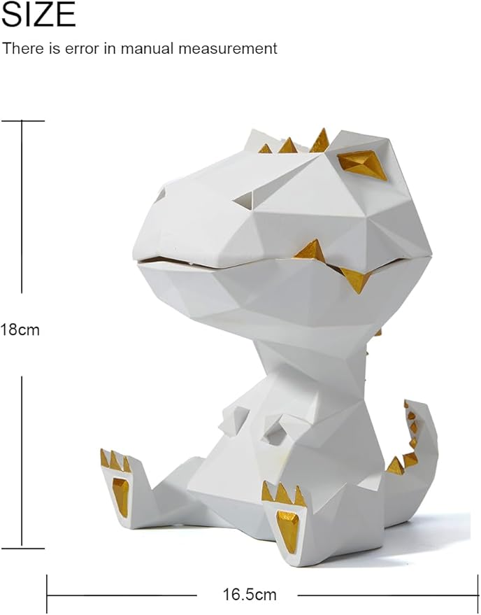 HAUCOZE Dinosaur Candy Dish Cookie Jar Storage Statue Modern Home Decor Sculpture Table Centerpiece Gift for Living Room White 7.5 Inch