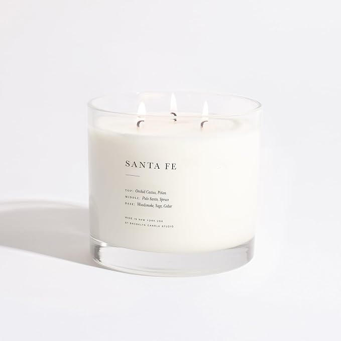 Brooklyn Candle Studio Santa Fe XL 3 Wick Candle - Luxury Scented Candle, Vegan Soy Wax, Hand Poured in The USA, 100 Hour Slow Burn Time - 27oz