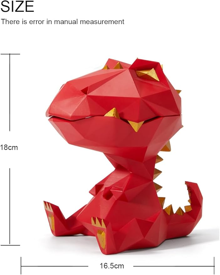 HAUCOZE Dinosaur Candy Dish Cookie Jar Storage Statue Modern Home Decor Sculpture Table Centerpiece Gift for Living Room Red 7.5 Inch