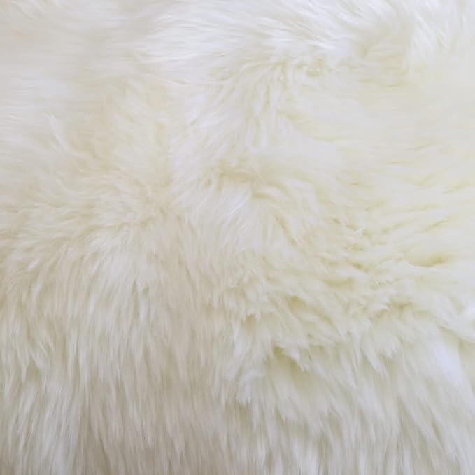 Woolous Sheepskin Rug, Large Genuine Sheep Skin Pelt 3.5x2.3 ft Ivory-White | Genuine New Zealand sheepskin with extra thick fluffy wool. Use as area rug, chair throw, sofa cover or bedroom decor.