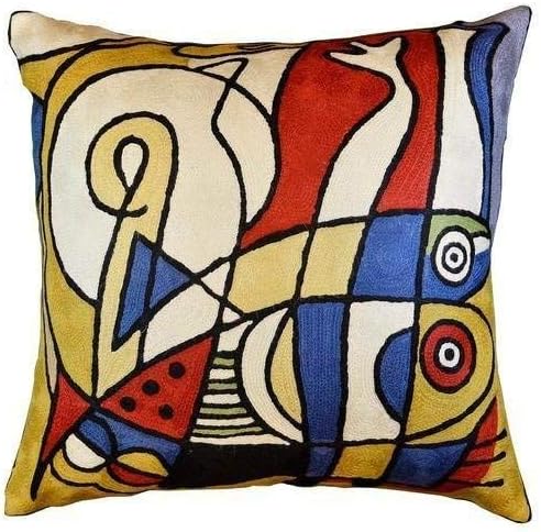Decorative Pillow Cover for Couch by Alfred Gockel Modern Coastal Gold Throw Pillowcase Musical Abstract Farmhouse Chair Cushion Modern Cushions Hand Embroidered Wool Size 18x18