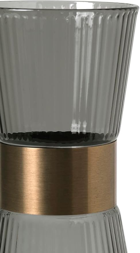 Rosendahl Grand Cru Nouveau 33.8 oz. Water Carafe - Elegant Smoke-Colored Mouth Blown Glass with Patinated Steel Accents, Dishwasher Safe - Stylish & Functional Design for Modern Living