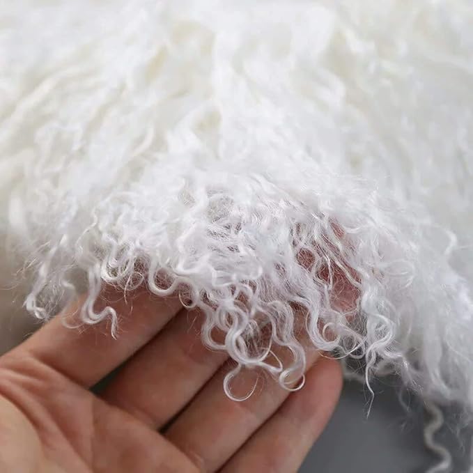 Real 100% Tibetan Mongolian Lamb Sheepskin Wool Fur Throw Pillow Covers White 26x26 Inch, Super Soft Plush Leather Accent Pillowcase Decorative Cushion Cover for Living Room Bedroom