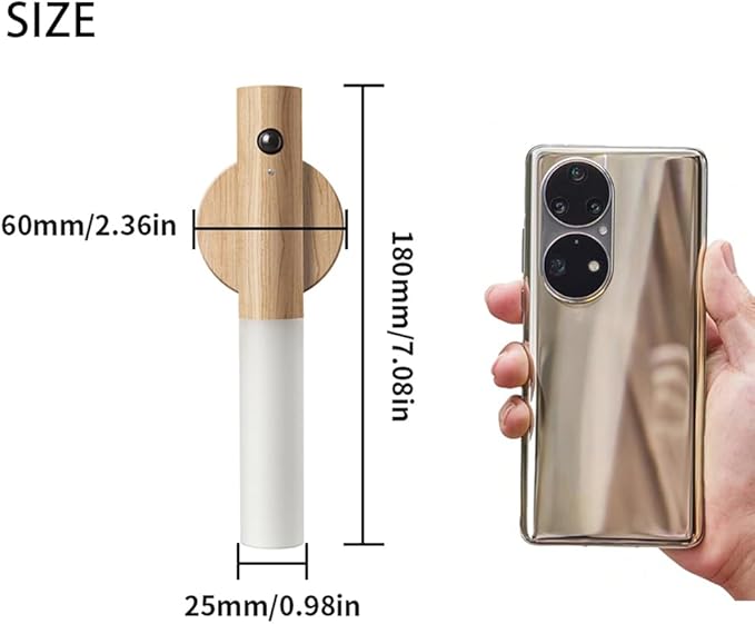 LANDGOO Wooden Motion Sensor RGB Night Light, RGB Ash Wood, 2Pcs | Indoor, Magnet Body, Rechargeable LED, Wireless Battery Operated, Wall Sconce