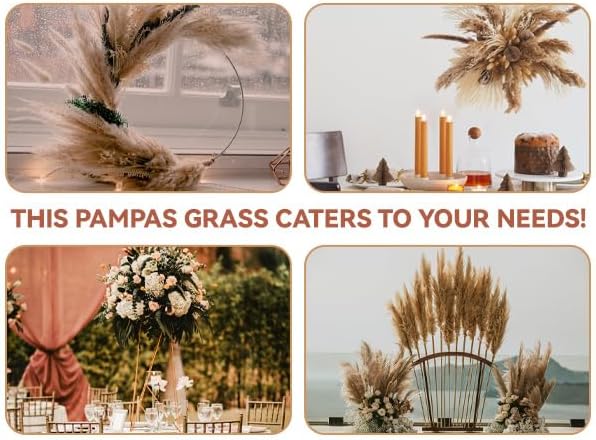 125Pcs Natural Dried Pampas Grass Decor 7 Types Dried Flowers for Vase Boho Pampas Bouquet, Farmhouse Decor Wedding Valentine Day Centerpiece for Table and Home Decoration 17''