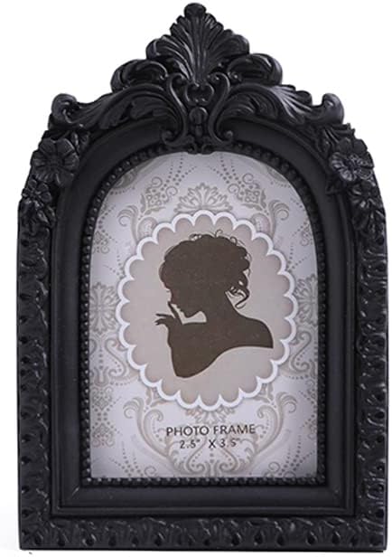 SIKOO Vintage Mini Picture Frame 2.5 × 3.5 Ornate Black Small Picture Frame Tabletop Wall Mount Small Victorian Gothic Decor