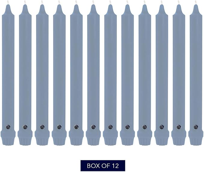 Colonial Candle Unscented Taper Candle, Classic Collection, Wedgewood, 12 in, Pack of 12 - Up to 10 Hours Burn