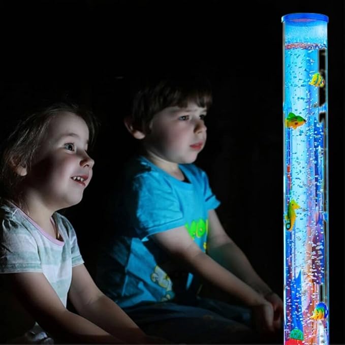Sensory Bubble Tube Lamp with Floating Bubbles - Calming LED Water Light for Autism, ADHD, Anxiety Relief - Relaxing Night Light for Kids & Adults - Bedroom, Nursery, Living Room Mood Lighting Décor
