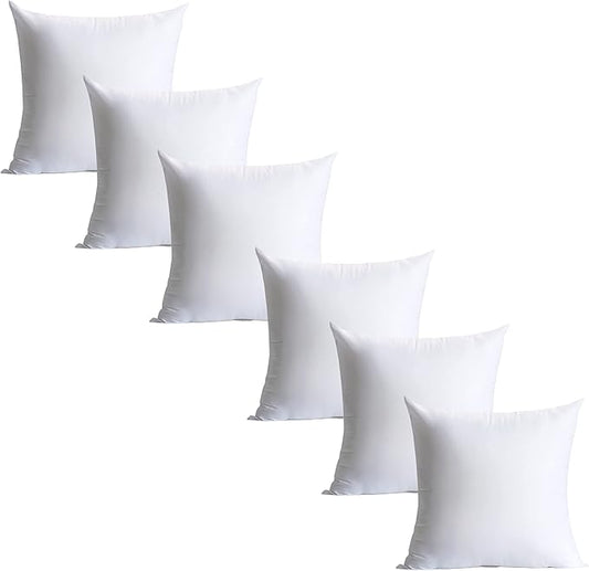 Calibrate Timing 18 x 18 inches Pillow Inserts, Set of 6 Hypoallergenic Brushed Microfiber Liner Down Alternative Filled Square Cushion Throw Pillow