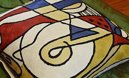 Decorative Pillow Cover for Couch by Alfred Gockel Modern Coastal Gold Throw Pillowcase Musical Abstract Farmhouse Chair Cushion Modern Cushions Hand Embroidered Wool Size 18x18