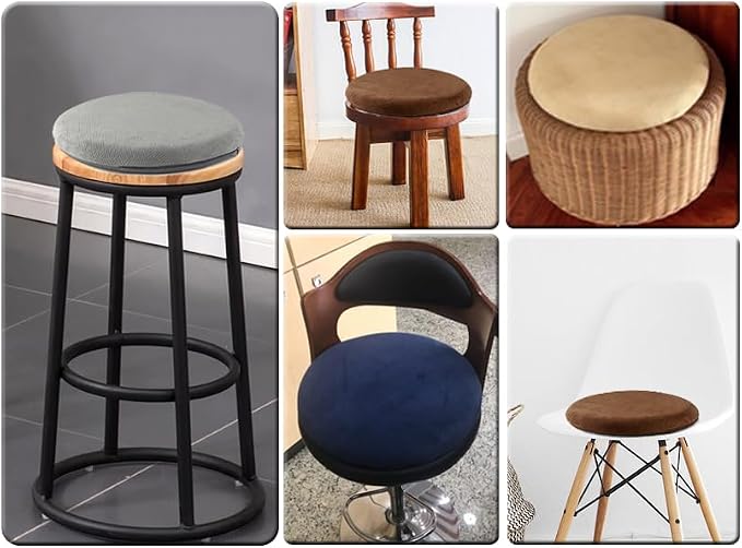 Sigmat Memory Foam Seat Cushion Anti-Slip Soft Round Stool Cushion Chair Pad 15 Inch Grey