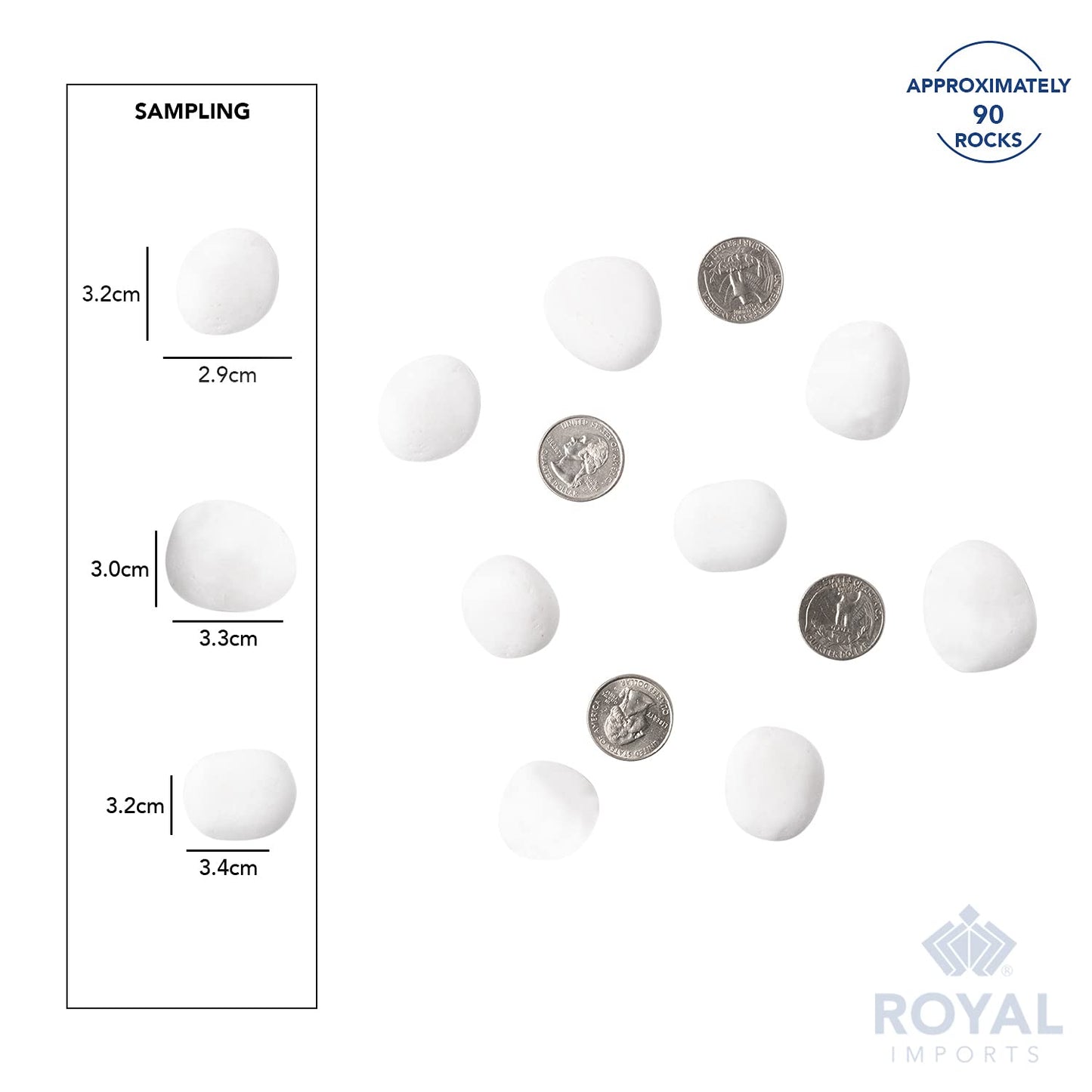 Royal Imports 5LB Decorative Stones River Pebbles Painting Rocks for Fish Aquariums, Plant Gravel, Landscaping, Home Decor Natural - Large White