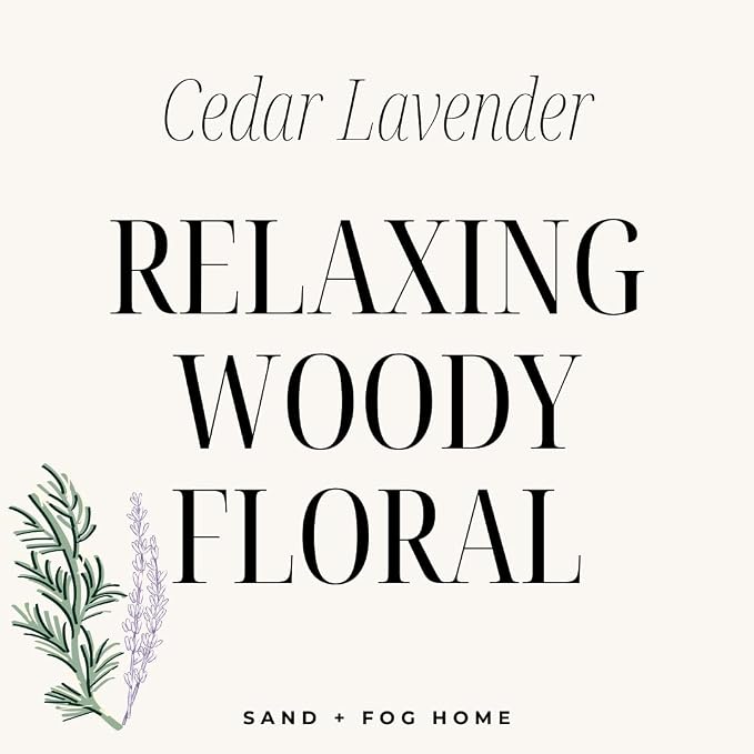 Sand + Fog Scented Candle - Cedar Lavender – Additional Scents and Sizes – 100% Cotton Lead-Free Wick - Luxury Air Freshening Jar Candles - Perfect Home Decor – 12oz