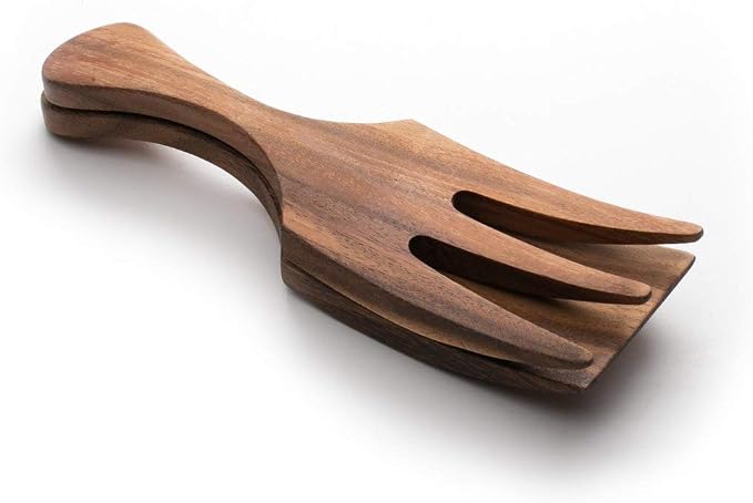 Ironwood Gourmet Acacia Wood Salad Utensil Set, 1.75 x 2.75 x 10 inches, Farmhouse Style Large Salad Serving Utensils