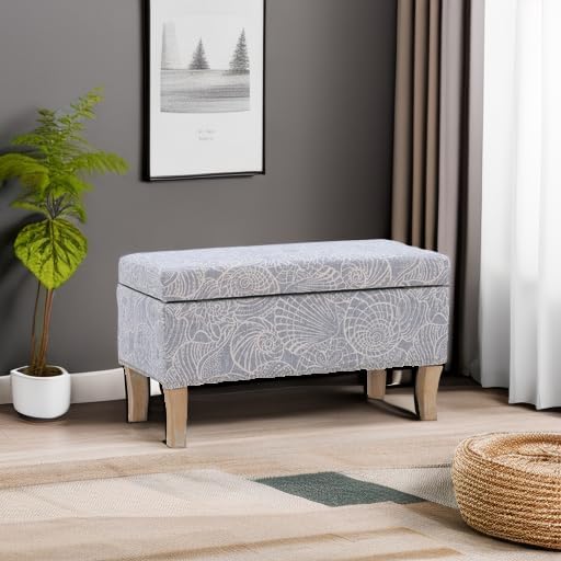 Linon Stone Upholstered Storage Stephanie Ottoman