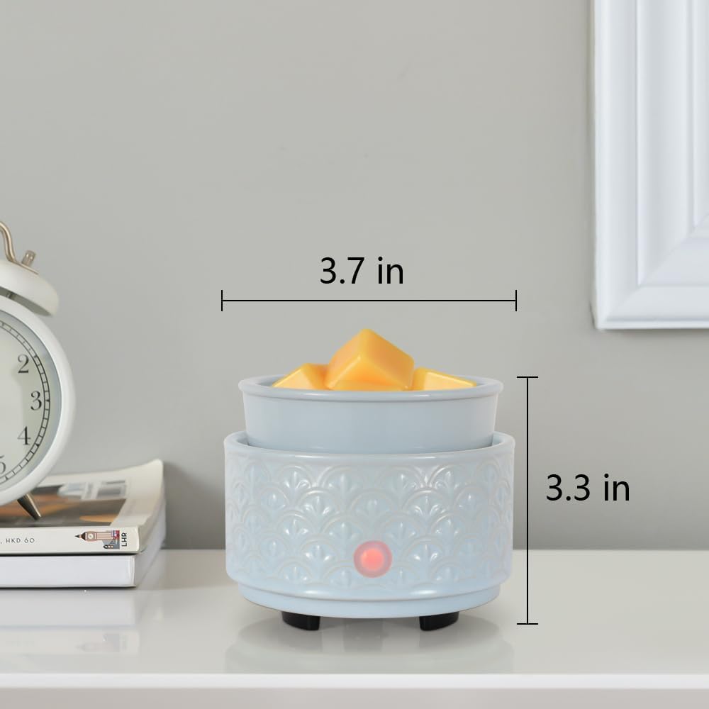 kobodon Ceramic Wax Melt Warmer - 3-in-1Electric Wax Warmer-Fragrance Candle Burner for Scented Wax Tarts and Essential Oils - Wax Melts as Gifts for Moms Grandma Women Girls（Blue）