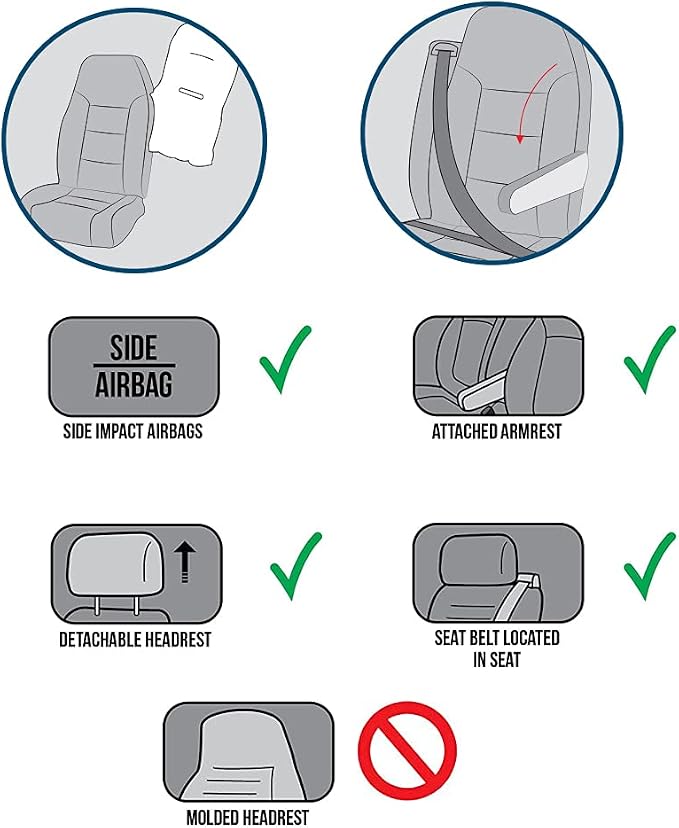 OGLAND Natural Fur Sheepskin Universal car seat Covers for seat Cushion Auto Accessories, 1 Front Seat(3 Pack Front, Graphite)
