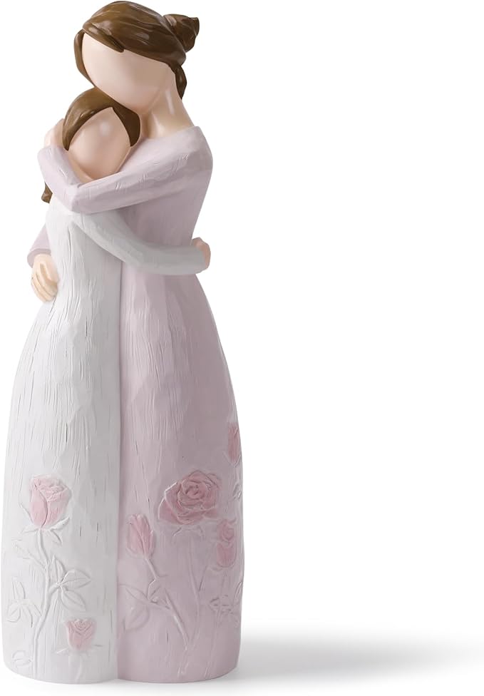 Mother Daughter Hug Figurine – Handcrafted Resin Collectible Figurines Home Decor, Sentimental Gift for Mom Birthday, Mother’s Day, Thanksgiving, Christmas, Purple