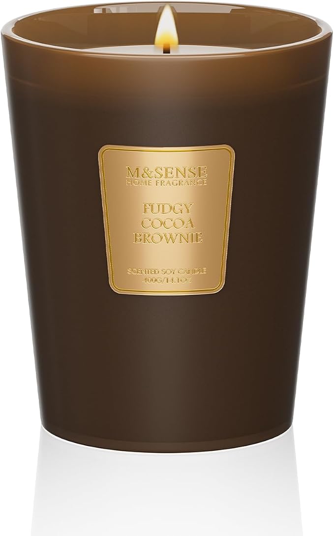 M&SENSE Fudgy Cocoa Brownie Soy Candle, 14.1oz, Sweet Home Fragrance | 60H Long Burn, Non-Toxic, Cozy Stress Relief Relaxation Celebration Home Fragrance Housewarming Gift