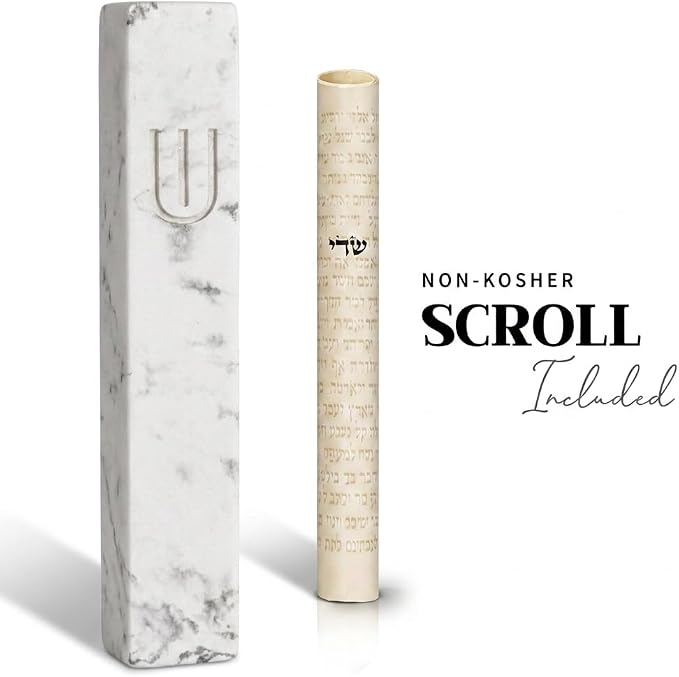 SURI Mezuzah for Door with Scroll – 6 Inch Modern Mezuzah Case with Non Kosher Scroll Included, Fits up to 5” Scroll, Easy Adhesive Installation, Gift Box Included