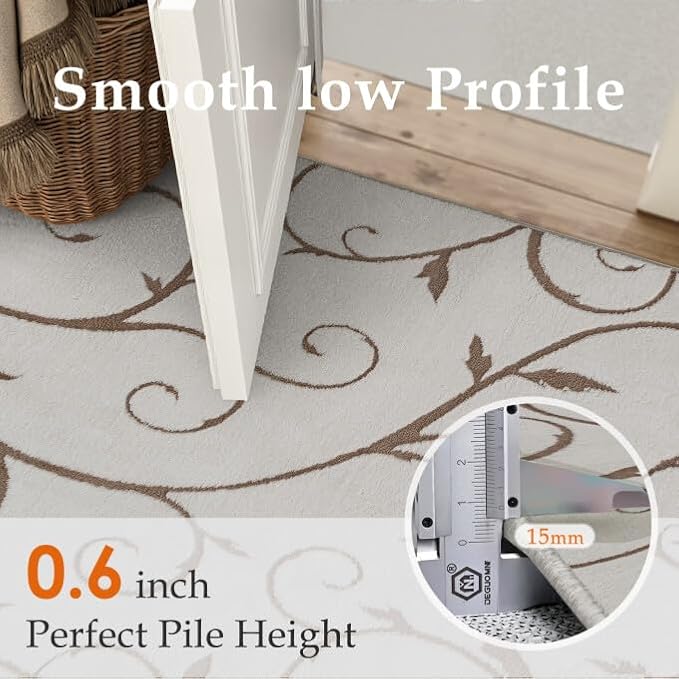 PureCozy Washable Neutral Area Rug 8x10 Beige Soft Shag Rugs for Living Room Modern Boho High Pile Non-Shedding Throw Rugs Non Slip Indoor Office Carpet for Playroom Bedroom Home Aesthetic Decor
