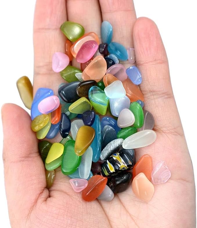 WAYBER Colorful Opal Pebbles, 2 Lbs/920g Decorative Crystal Stones Rocks Sea Glass Gravel Sand for Aquarium/Turtle Tank/Succulent Plants/Flowerpot/Vase Decoration